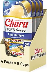 Inaba Churu Pop'n Serve Tuna Grain-Free Lickable Cat Treats, 1.2-oz cup, 8 count