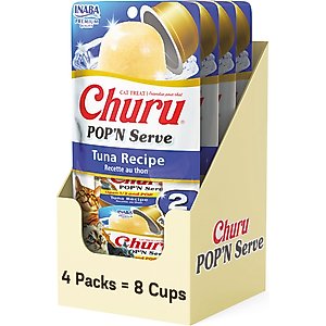 Inaba Churu Pop'n Serve Tuna Grain-Free Lickable Cat Treats, 1.2-oz cup, 8 count