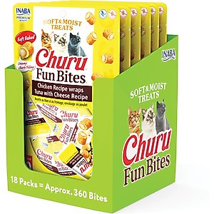 Inaba Churu Fun Bites Tuna with Cheese Grain-Free Soft & Chewy Cat Treats, 0.42-oz, 18 count