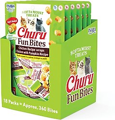 Inaba Churu Fun Bites Chicken with Pumpkin Grain-Free Soft & Chewy Cat Treats, 0.42-oz, 18 count