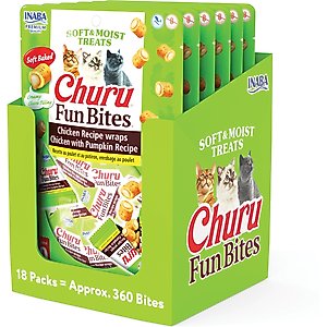 Inaba Churu Fun Bites Chicken with Pumpkin Grain-Free Soft & Chewy Cat Treats, 0.42-oz, 18 count
