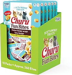 Inaba Churu Fun Bites Tuna Grain-Free Soft & Chewy Cat Treats, 0.42-oz, 18 count