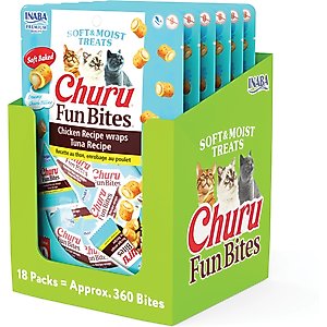 Inaba Churu Fun Bites Tuna Grain-Free Soft & Chewy Cat Treats, 0.42-oz, 18 count