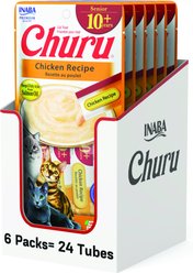 Inaba Churu for Senior 10+ Chicken Recipe Lickable Cat Treats, 0.5-oz tube, 24 count