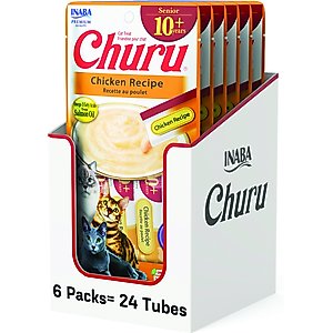 Inaba Churu for Senior 10+ Chicken Recipe Lickable Cat Treats, 0.5-oz tube, 24 count