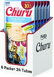 Inaba Churu for Senior 10+ Tuna Recipe Lickable Cat Treats, 0.5-oz tube, 24 count