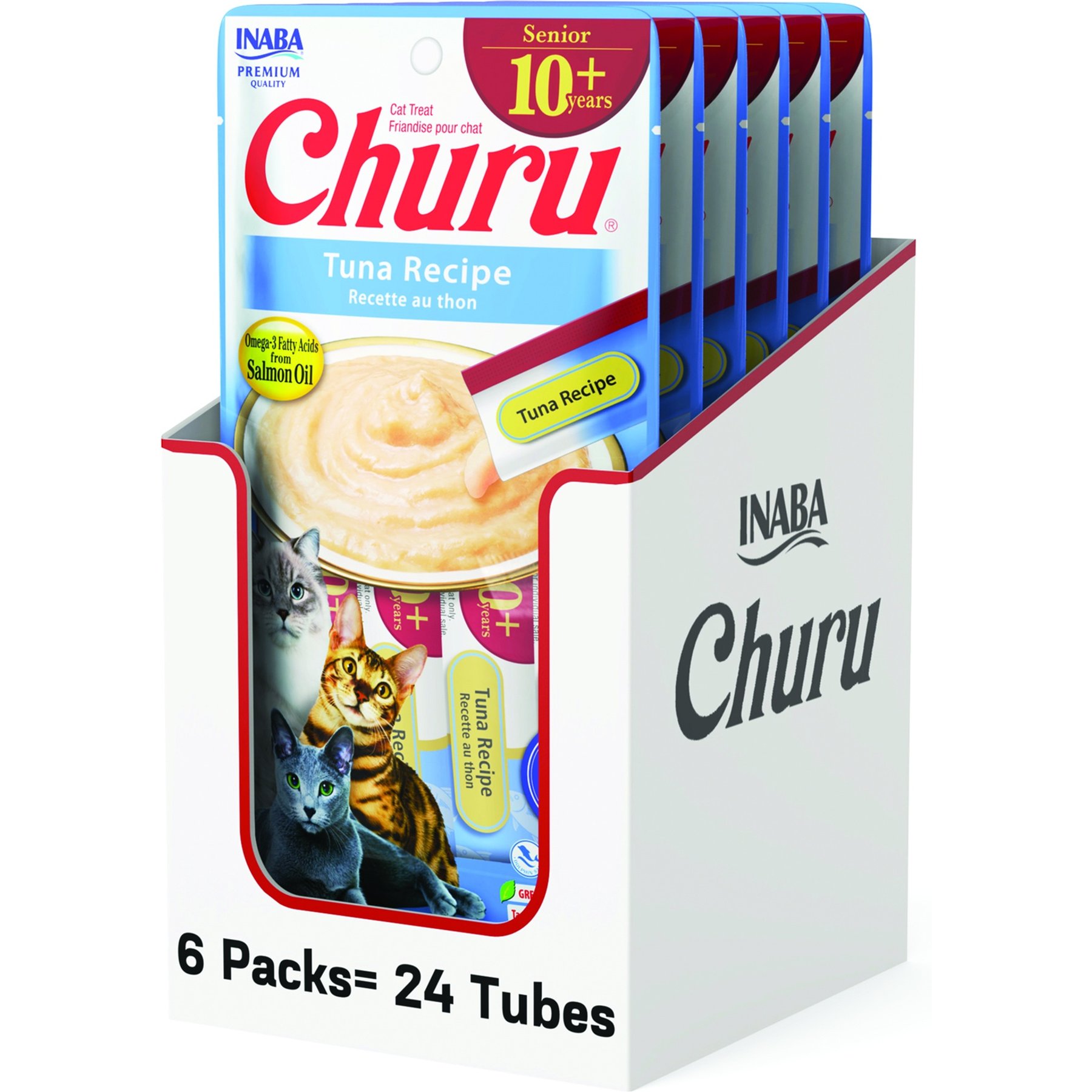 Inaba Churu for Senior 10+ Tuna Recipe Lickable Cat Treats, 0.5-oz tube, 24 count
