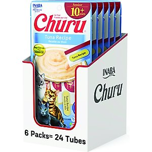 Inaba Churu for Senior 10+ Tuna Recipe Lickable Cat Treats, 0.5-oz tube, 24 count