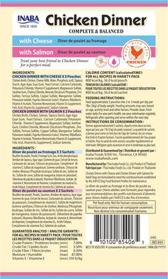 Show full view: Inaba Chicken Dinner Cheese & Salmon Wet Dog Food, 2.4-oz pouch, case of 15 slide 4 of 9