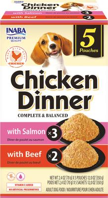 Show full view: Inaba Chicken Dinner Salmon & Beef Wet Dog Food, 2.4-oz pouch, case of 15 slide 3 of 9