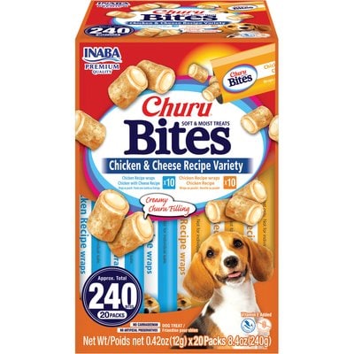 Inaba Inaba Churu Bites Wraps Chicken & Cheese Recipe Soft & Chewy Dog Treats, 0.42-oz tube, 20 count