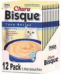 Inaba Churu Bisque Tuna Recipe Grain-Free Lickable Cat Treats, 1.4-oz pouch, 12 count