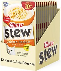 Inaba Churu for Senior 10+ Chicken Stew Lickable Cat Treats, 1.4-oz pouch, 12 count