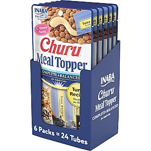 Inaba Churu Tuna Recipe Grain-Free Cat Lickable Treats Food Topper, 0.5-oz pouch, 24 count