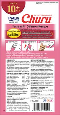 Show full view: Inaba Churu for Senior 10+ Tuna with Salmon Recipe Lickable Cat Treats, 0.5-oz tube, 24 count slide 3 of 9