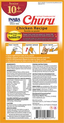 Show full view: Inaba Churu for Senior 10+ Chicken Recipe Lickable Cat Treats, 0.5-oz tube, 24 count slide 3 of 9