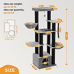 PAWZ Road 67-in Large Hammock Polyester Cat Tree & Condo, Large, Black slide 2 of 8