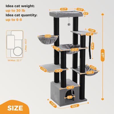 Show full view: PAWZ Road 67-in Large Hammock Polyester Cat Tree & Condo, Large, Black slide 8 of 10
