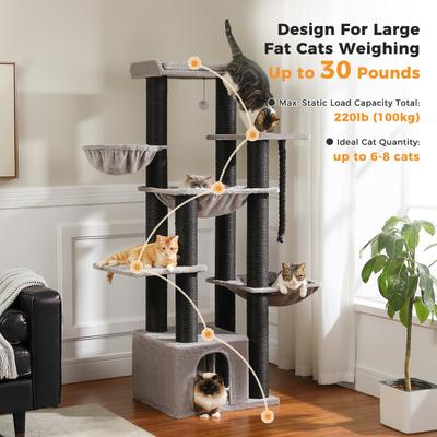 Show full view: PAWZ Road 67-in Large Hammock Polyester Cat Tree & Condo, Large, Black slide 3 of 10
