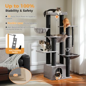 PAWZ Road 67-in Large Hammock Polyester Cat Tree & Condo, Large, Black