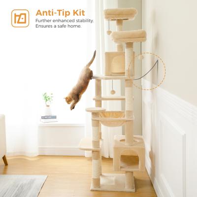 Show full view: PAWZ Road 72-in Large Hammock Fleece Cat Tree & Condo, Large, Beige slide 9 of 12