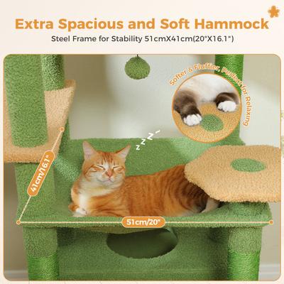 Show full view: PAWZ Road 72-in Large Hammock Fleece Cat Tree & Condo, Large, Green slide 6 of 11