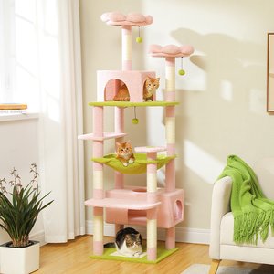 PAWZ Road 72-in Flower Large Hammock Fleece Cat Tree & Condo, Large, Pink