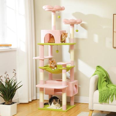 Show full view: PAWZ Road 72-in Flower Large Hammock Fleece Cat Tree & Condo, Large, Pink slide 3 of 11