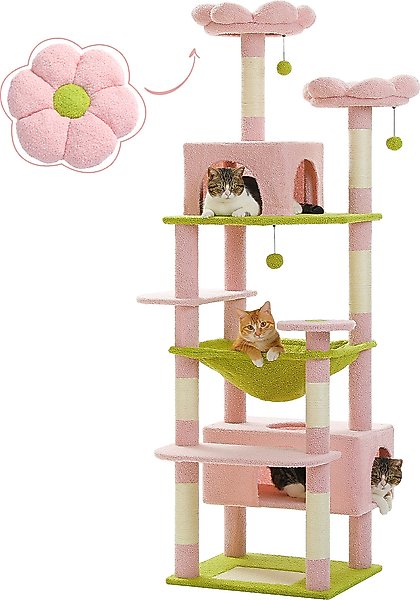 PAWZ ROAD 72-in Flower Large Hammock Fleece Cat Tree & Condo