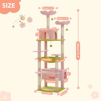 Show full view: PAWZ Road 72-in Flower Large Hammock Fleece Cat Tree & Condo, Large, Pink slide 4 of 11