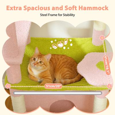 Show full view: PAWZ Road 72-in Flower Large Hammock Fleece Cat Tree & Condo, Large, Pink slide 5 of 11