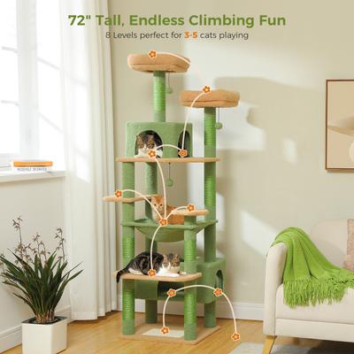 Show full view: PAWZ Road 72-in Large Hammock Fleece Cat Tree & Condo, Large, Green slide 7 of 11