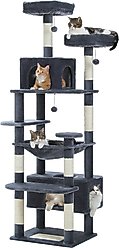 PAWZ Road 72-in Large Hammock Fleece Cat Tree & Condo, Large, Dark Gray