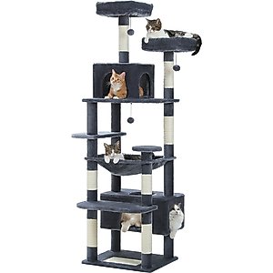 PAWZ Road 72-in Large Hammock Fleece Cat Tree & Condo, Large, Dark Gray