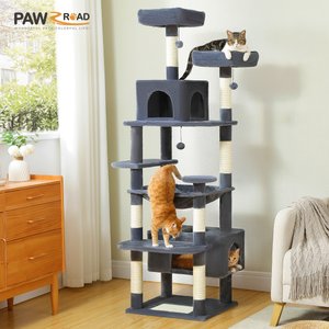 PAWZ Road 72-in Large Hammock Fleece Cat Tree & Condo, Large, Dark Gray