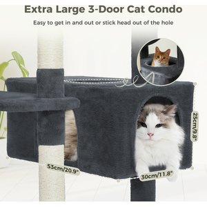 PAWZ Road 72-in Large Hammock Fleece Cat Tree & Condo, Large, Dark Gray
