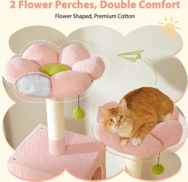 PAWZ Road 72-in Flower Large Hammock Fleece Cat Tree & Condo, Large