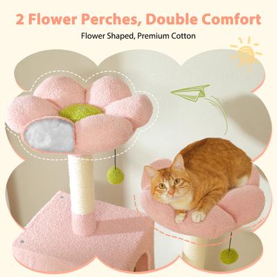 Show full view: PAWZ Road 72-in Flower Large Hammock Fleece Cat Tree & Condo, Large, Pink slide 8 of 11