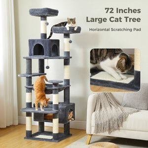PAWZ Road 72-in Large Hammock Fleece Cat Tree & Condo, Large, Dark Gray