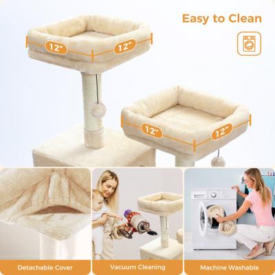 Show full view: PAWZ Road 72-in Large Hammock Fleece Cat Tree & Condo, Large, Beige slide 7 of 12