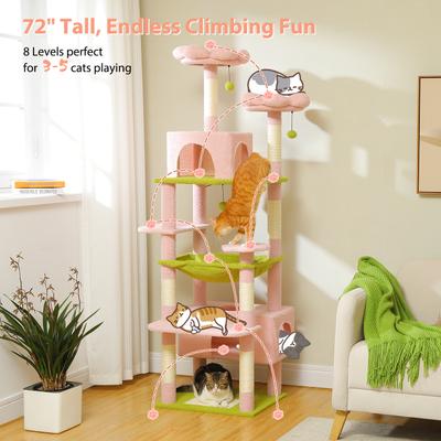 Show full view: PAWZ Road 72-in Flower Large Hammock Fleece Cat Tree & Condo, Large, Pink slide 9 of 11
