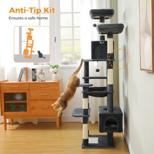 PAWZ Road 72-in Large Hammock Fleece Cat Tree & Condo, Large, Dark Gray