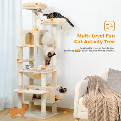 Show full view: PAWZ Road 72-in Large Hammock Fleece Cat Tree & Condo, Large, Beige slide 8 of 12