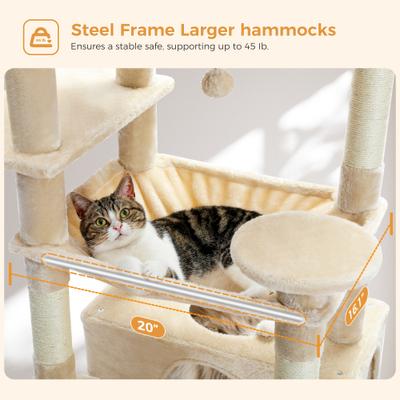 Show full view: PAWZ Road 72-in Large Hammock Fleece Cat Tree & Condo, Large, Beige slide 6 of 12