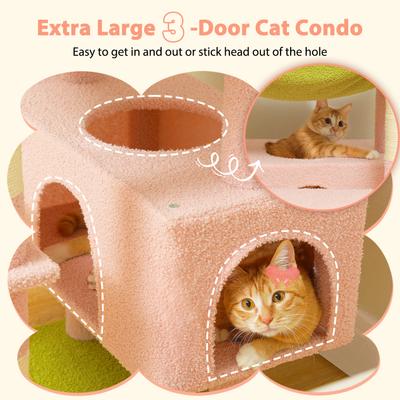 Show full view: PAWZ Road 72-in Flower Large Hammock Fleece Cat Tree & Condo, Large, Pink slide 6 of 11