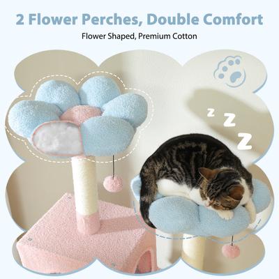 PAWZ Road 72-in Flower Large Hammock Fleece Cat Tree & Condo, Large