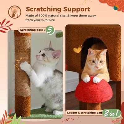 Show full view: PAWZ Road 100.4-in Adjustable Polyester Floor-to-Ceiling Cat Tree & Condo, Brown slide 7 of 10