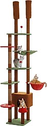 PAWZ Road 100.4-in Adjustable Polyester Floor-to-Ceiling Cat Tree & Condo, Brown