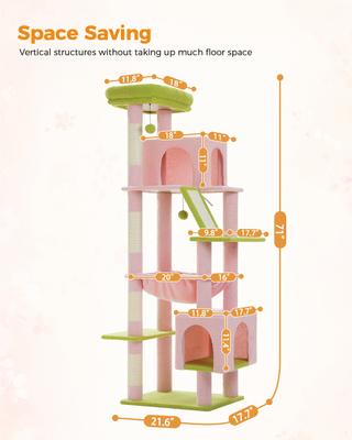 Show full view: PAWZ Road 71-in Large Hammock Polyester Cat Tree & Condo, X-Large, Pink slide 7 of 9