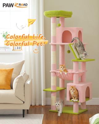 Show full view: PAWZ Road 71-in Large Hammock Polyester Cat Tree & Condo, X-Large, Pink slide 2 of 9